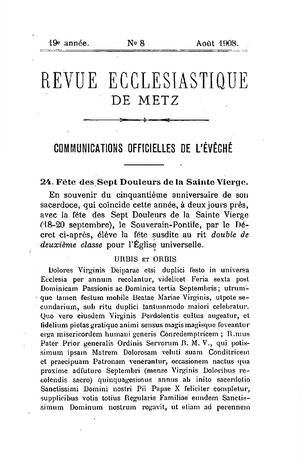 Revue Ecclésiastique de Metz 1908-08