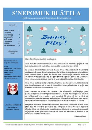 Meyenheim  Bulletin Communal Decembre 2021