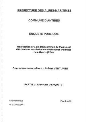 Rapport et conclusions du Commissaire Enqueteur
