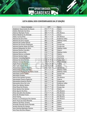 Lista Geral Dos Contemplados Da 2ª Edição