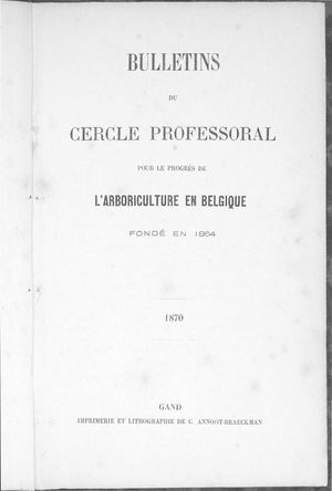 Arbo Bulletins Du Cercle Professoral 1870
