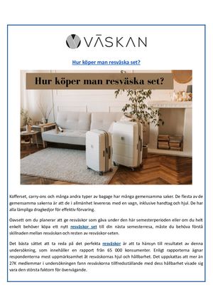 Hur Köper Man Resväska Set
