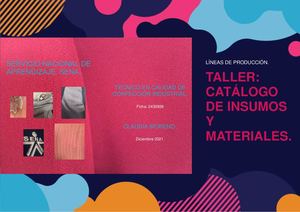 Materiales E Insumos según Línea de Producción