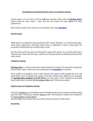 Difference Between White Gold Vs Sterling Silver
