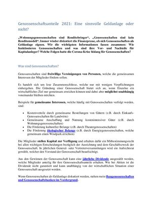 Sparen mit Wohnungsbaugenossenschaften