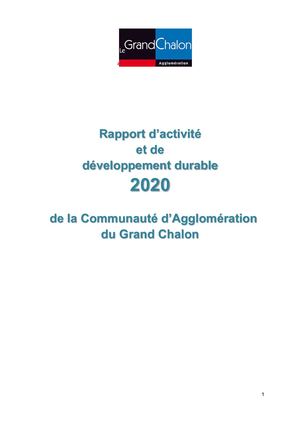 Rapport D'activité Et Dvp Durable 2020 Grand Chalon