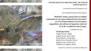 Modelado virtual y proyección en realidad aumentada de una represa hidroeléctrica derivadora en el río Ocoña mediante el uso de puntos topográficos, del software de ingeniería AutoCad Civil 3D y el aplicativo móvil Augin.