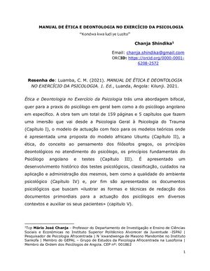 Manual De ÉTica E Deontologia Em Psicologia