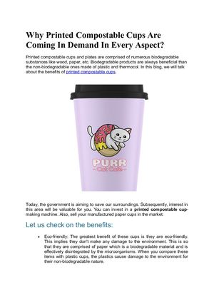 Why Printed Compostable Cups Are Coming In Demand In Every Aspect