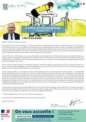 Lettre d'informations - Décembre 2021