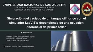 Simulación Del Vaciado De Un Tanque Cilíndrico Con El Simulador Lab View Dependiendo De Una Ecuación Diferencial De Primer Orden