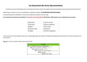 Le classement des livres documentaires