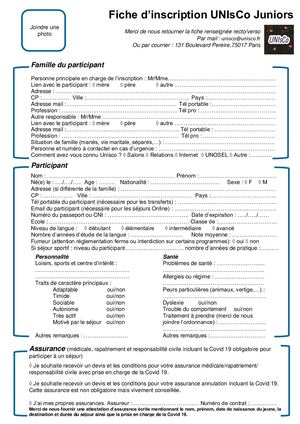 Fiche D Inscription Junior 2022