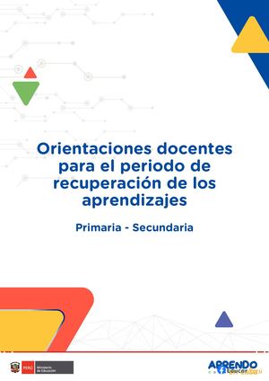 Orientaciones Para El Docentes Educar Perú Para Recuperaxcion