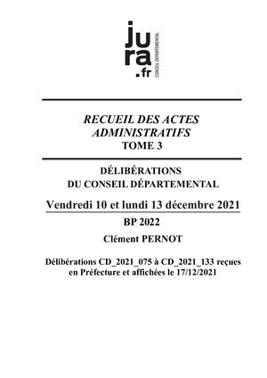 DÉCISION MODIFICATIVE DU 10 ET 13 DÉCEMBRE 2021