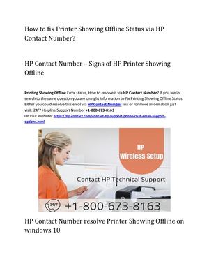 How To Fix Printer Showing Offline Status Via HP Contact Number Converted