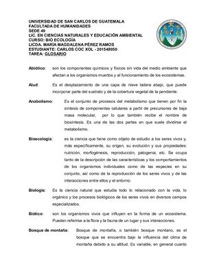 Glosario Bio Ecologia