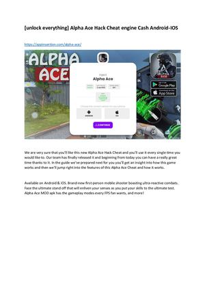 [Unlock Everything] Alpha Ace Hack Cheat Engine Cash Android Ios