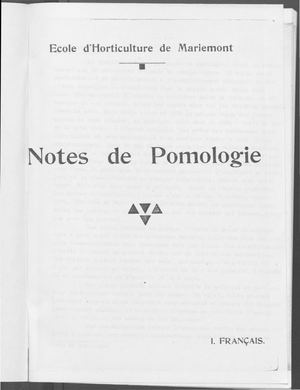 Notes De Pomologie