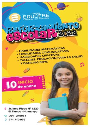 Reforzamiento Escolar 2022 Colegio Educere