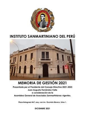 INSTITUTO SANMARTINIANO DEL PERÚ - MEMORIA ANUAL 2021