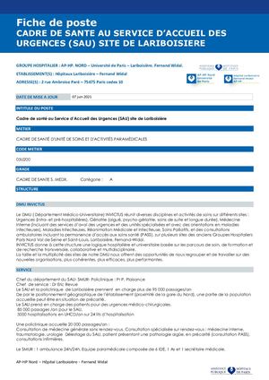 Fiche De Poste Cadre SAU - Lariboisiere