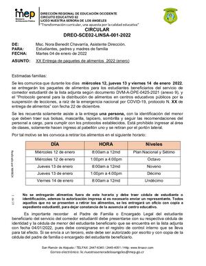 Circular 01 2022 Entrega De Alimentos