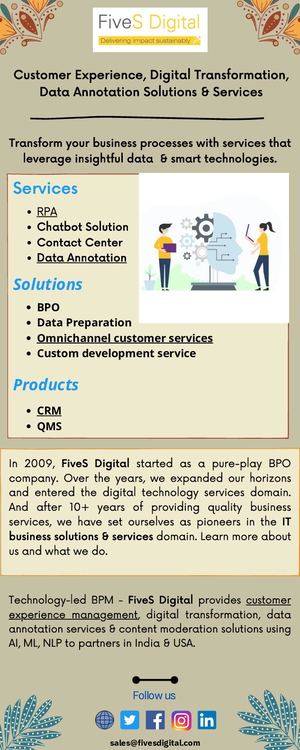 Five S Digital Customer Experience, Digital Transformation, Data Annotation Solutions & Services