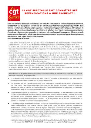 Cp Cgt Spect Cgt La Cgt Spectacle Fait Connaître Ses Revendications À Mme Bachelot 060122