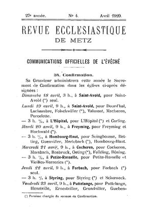 Revue Ecclésiastique de Metz 1920-04