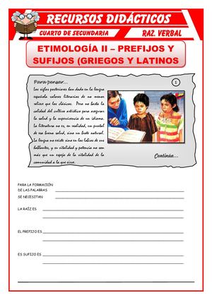 Los Prefijos Y Sufijos Para Cuarto De Secundaria
