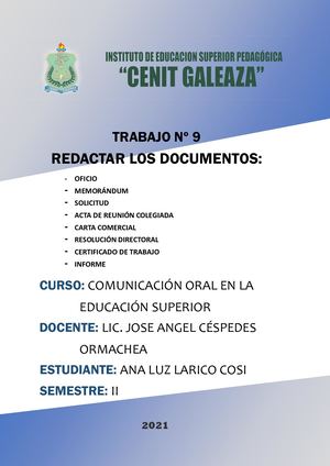 Trabajo N° 9 Documentos De Redaccion