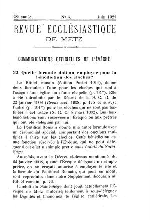 Revue Ecclésiastique de Metz 1921-06