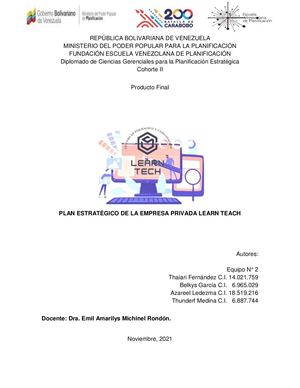 Planificación Estrategíca. Trabajo Final