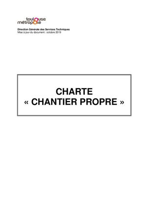 Charte chantier propre Toulouse Métropole 2019