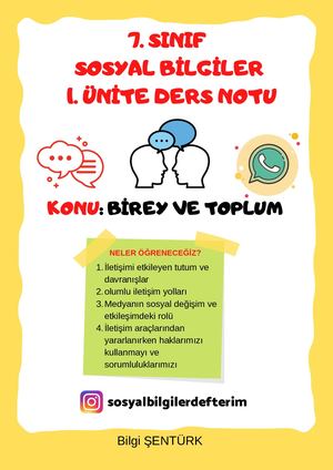 7 Sinif Sosyal Bi̇lgi̇ler