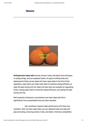 Drill Pipe Foam Wiper Ball Removes Cement Fluids From Dp