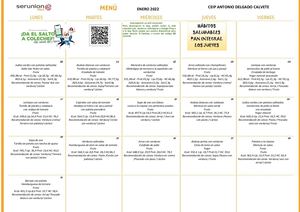 MENÚ COMEDOR -Enero 2022- CEIP A.D.Calvete