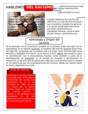 Artículo De Divulgacion Del Racismo