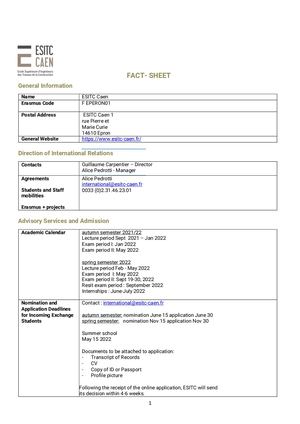 Factsheet ESITC Caen