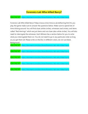 Forensics Lab Who Killed Barry