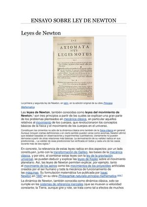 Ensayo Sobre Ley De Newton