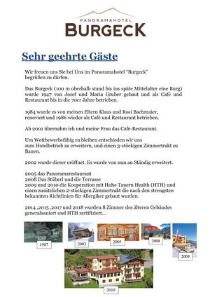 Panormahotel Burgeck Speisekarte 2021 /22