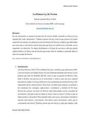 ENSAYO PRIMERA  LEY NEWTON