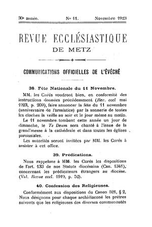 Revue Ecclésiastique de Metz 1923-11