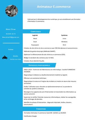 Olivier Blanc CV Animateur E Commerce