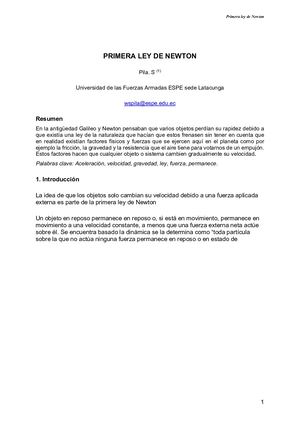 Primera Ley De Newton Stalin Pila