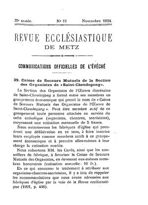 Revue Ecclésiastique de Metz 1924-11