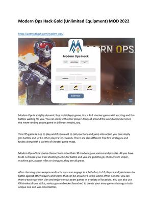 Modern Ops Hack Gold (Unlimited Equipment) Mod 2022