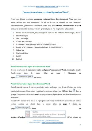 Comment numéroter certaines lignes dans Word ?